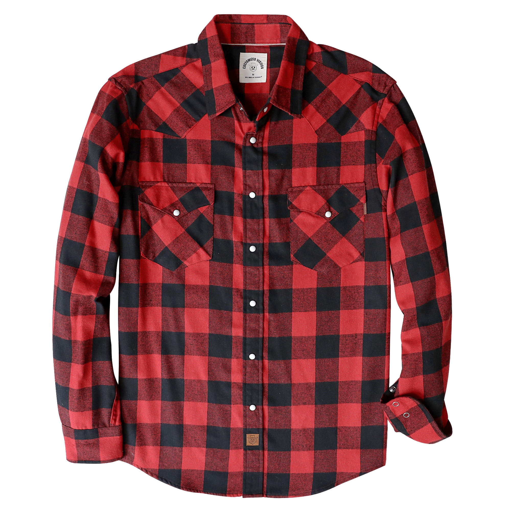 Dubinik® Mens Flannel Shirts Long Sleeve Pearl Snap Buttons Western ...