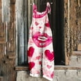 thumbnail image 2 of lcziwo Women's Cotton Linen Jumpsuits 2025 Valentines Day Print Overalls Sleeveless Loose Adjustable Strap Rompers Summer Casual Wide Leg One Piece Pants Multicolor L, 2 of 5
