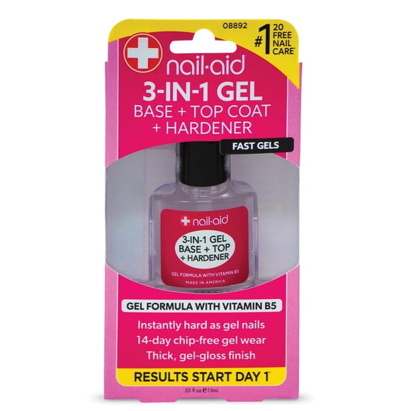 Base de gel Nail-Aid 3 en 1, parte superior y endurecedor, 16 ml, transparente