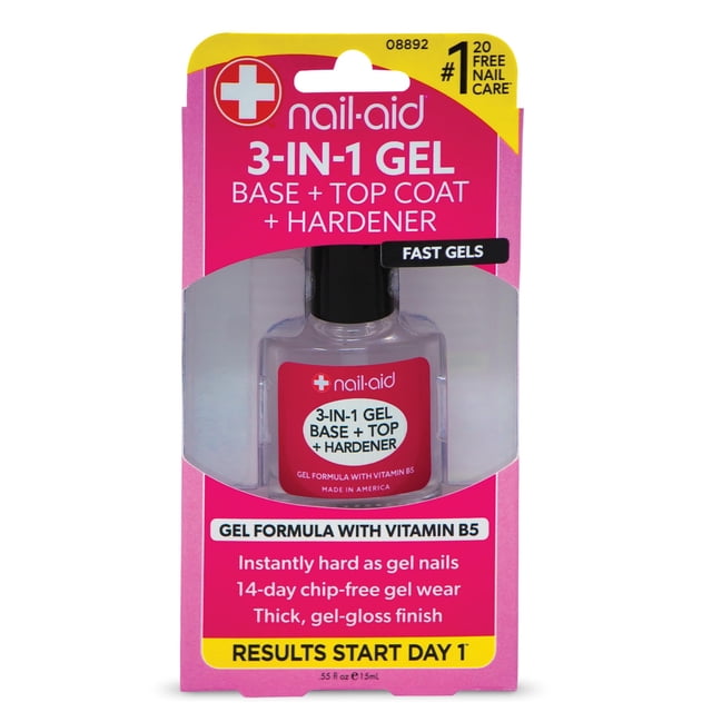 Base de gel Nail-Aid 3 en 1, parte superior y endurecedor, 16 ml, transparente
