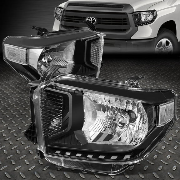 NUVISION for 14-21 Toyota Tundra Black Housing Clear Corner Headlight Replacement Lamps