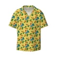 thumbnail image 2 of Lsque Roosters And Sunflowers print Men's Cuban Collar Short Sleeve Shirt Summer Beachwear Casual Button Down Fashionable Vacation Leisure Shirt-Large, 2 of 7