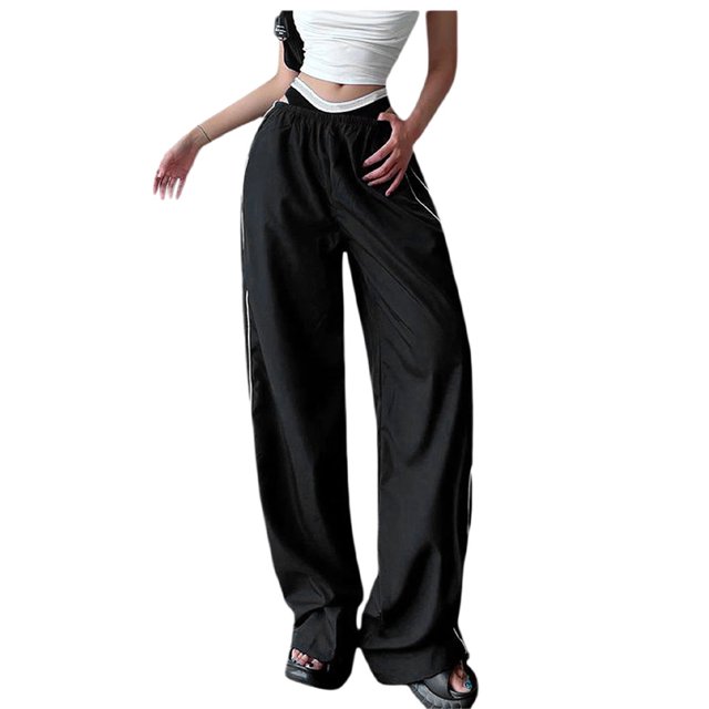 Qarigey Pantalón de poliéster Unisex Banda elástica Casual Lavable Fácil de combinar Viajes Deportes Fotografía Pantalón largo Ropa Prendas para la parte inferior del cuerpo Negro S
