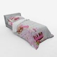 thumbnail image 3 of Birthday Duvet Cover Set, Strawberry Pink Slice of Cake Candle Dotted Balloons and Celebration, Bedding Set with Shams and Fitted Sheet, 3 Sizes, by Ambesonne, 3 of 3