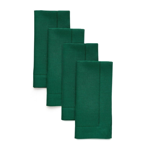 Juego de servilletas de lino Solino Home Classic Hemstitch Rainforest