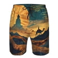 thumbnail image 3 of Honeii's Sunset Desert Journey Print Men's Casual Shorts with Drawstring，Swim Trunks Quick Dry Beach Shorts, 3 of 5