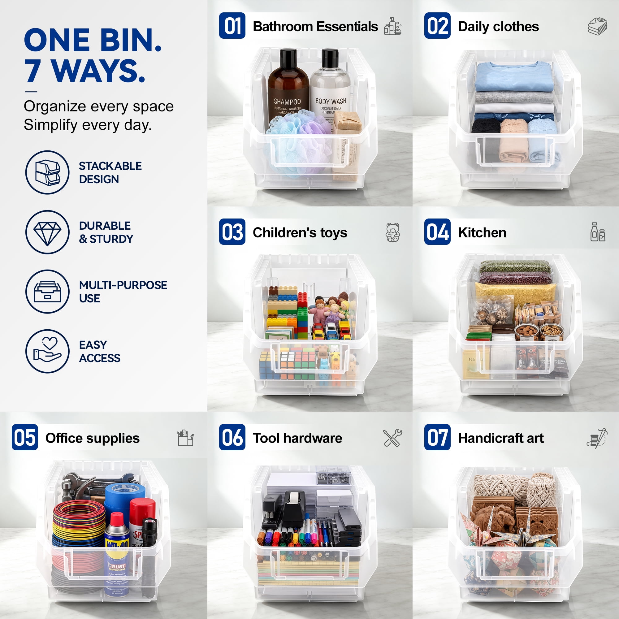 Sorbus Small Open Front Stackable Pantry Storage Bins, 10-Pack, Clear