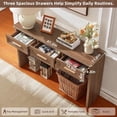 thumbnail image 3 of Joaxswe 47" Solid Wood Console Table, Farmhouse Entryway Table with 3 Drawers, Sofa Console Behind the Couch for Living Room, Hallway, Brown, 3 of 8
