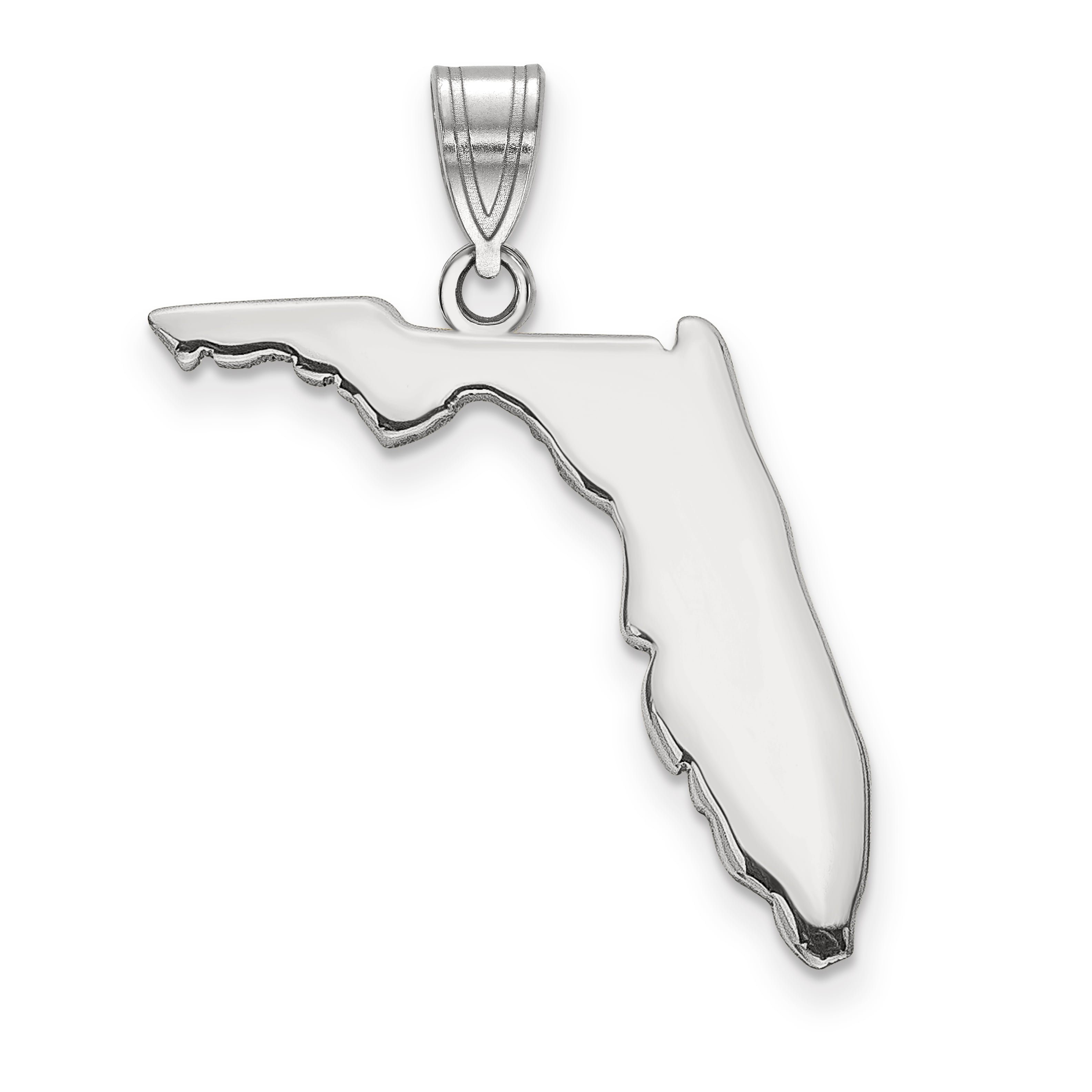 Sterling Silver Florida State Shaped Pendant FL Inches Sterling Silver Florida State Shaped Pendant FL Inches