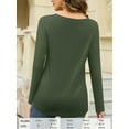 thumbnail image 5 of Fancyglim Women Plus T-shirt Casual V Neck Long Sleeve Loose Tunic Tops Green XL, 5 of 9