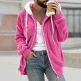 thumbnail image 4 of Wrtxtat Men's Full Zip Fuzzy Sherpa Jackets Casual Fashion Lightweight Coat Double Fleece Lined Long Sleeves Color Block Hoodies Hot Pink XXXL, 4 of 6