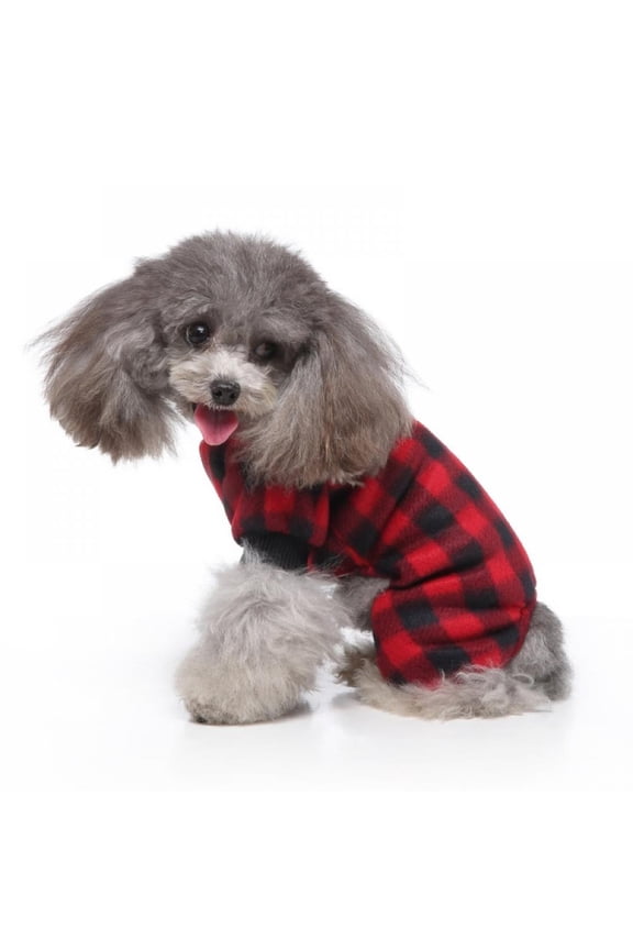 Dog Shirt for Small Dogs, Cotton Sleepwear Comfortable Plaid Clothing Coat for French Bull Dog Puppy Autumn & Winter