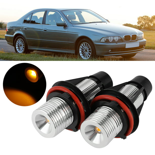 Yellow 2Pcs LED Angel Eyes Marker Lights 5W Bulbs Caps For BMW E39 E53 E60  E61 E63 E64 E83 E87 525i 530i 545i 1 5 6 7 Series X3 X5