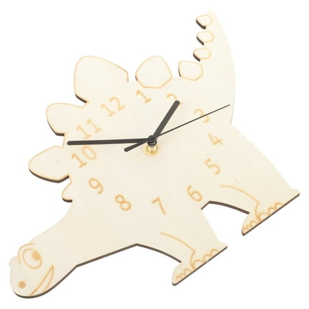 LABSERRON Cartoon Wall Clock Dinosaur Shaped Wooden for Children 1Set 12.8x8.7in