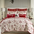 thumbnail image 3 of Levtex Home - Yuletide Quilt Set - Full/Queen Quilt (88x92in.) + Two Standard Pillow Shams (26x20in.) - Christmas Holiday Script - Red and Cream - Reversible - Cotton, 3 of 6