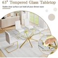 thumbnail image 2 of 63" Rectangular Clear Tempered Glass Dining Table for 4-6 People, Modern Kitchen Table with X-Shaped Metal Base, Dining Table for Dining Room, Living Room, 2 of 7
