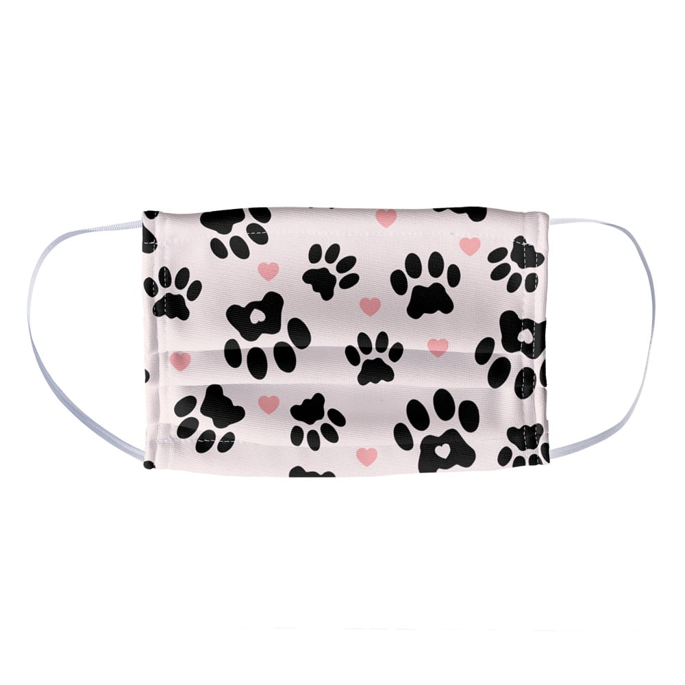 Cat Paws and Hearts Print 1-Ply Reusable Face Mask Covering, Kids