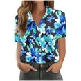 thumbnail image 2 of Pincandy Women's Hawaiian Shirts Summer Plus Size Beach Shirt Short Sleeve Button Up Tops Cool Floral Tropical Printed Blouses, 2 of 6