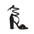 thumbnail image 6 of BLISSFUL STEP Women's Sandals Lace Up Chunky Heel Open Toe Crisscross Ankle Wrap Dress Heels Black 9, 6 of 7