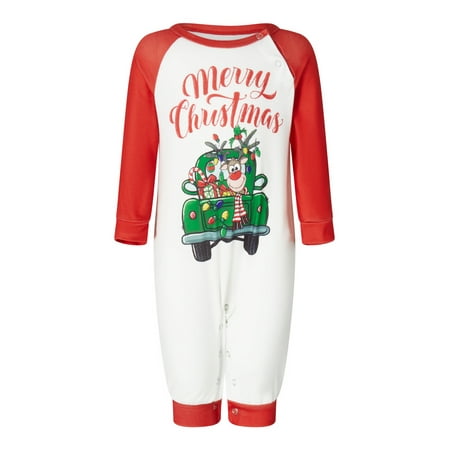 

Christmas Pajamas for Family Long Sleeve Elk Truck Print Tops + Pants