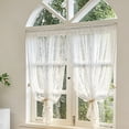 thumbnail image 4 of Linnome White Lace Sheer Curtain Rod Pocket Floral Embossed Tulle Window Treatment for Home Living Room Wedding Decor, 4 of 6