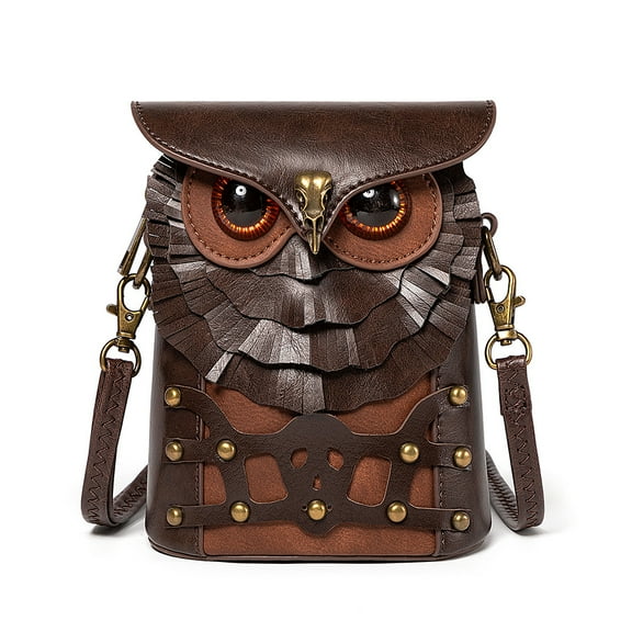 Fashion-Forward Owl Steampunk Crossbody Bag - Unique Medieval Style, Compact Coin Purse & Cell Phone Carrier