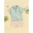 thumbnail image 2 of Bagilaanoe 2pcs Toddler Baby Boy Shorts Set Short Sleeve Shirt Tops + Shorts 3M 6M 12M 18M 24M 3T Kids Casual Summer Clothes, 2 of 8
