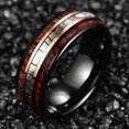 thumbnail image 5 of NUNCAD 8mm Tungsten Rings for Men Hawaiian Koa Wood Domed Abalone Shell Center Wedding Bands, 5 of 5