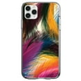 thumbnail image 1 of DistinctInk Clear Shockproof Hybrid Case for iPhone 13 (6.1" Screen) - TPU Bumper, Acrylic Back, Tempered Glass Screen Protector - Multi Color Feathers, 1 of 2