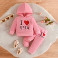 thumbnail image 2 of Mercatoo Baby 2 Piece Outfit I Love Papa Sweatsuit Set Long Sleeve Hoodies Sweatpants Suit Cotton Cute Joggers 𝐓racksuit, 2 of 5