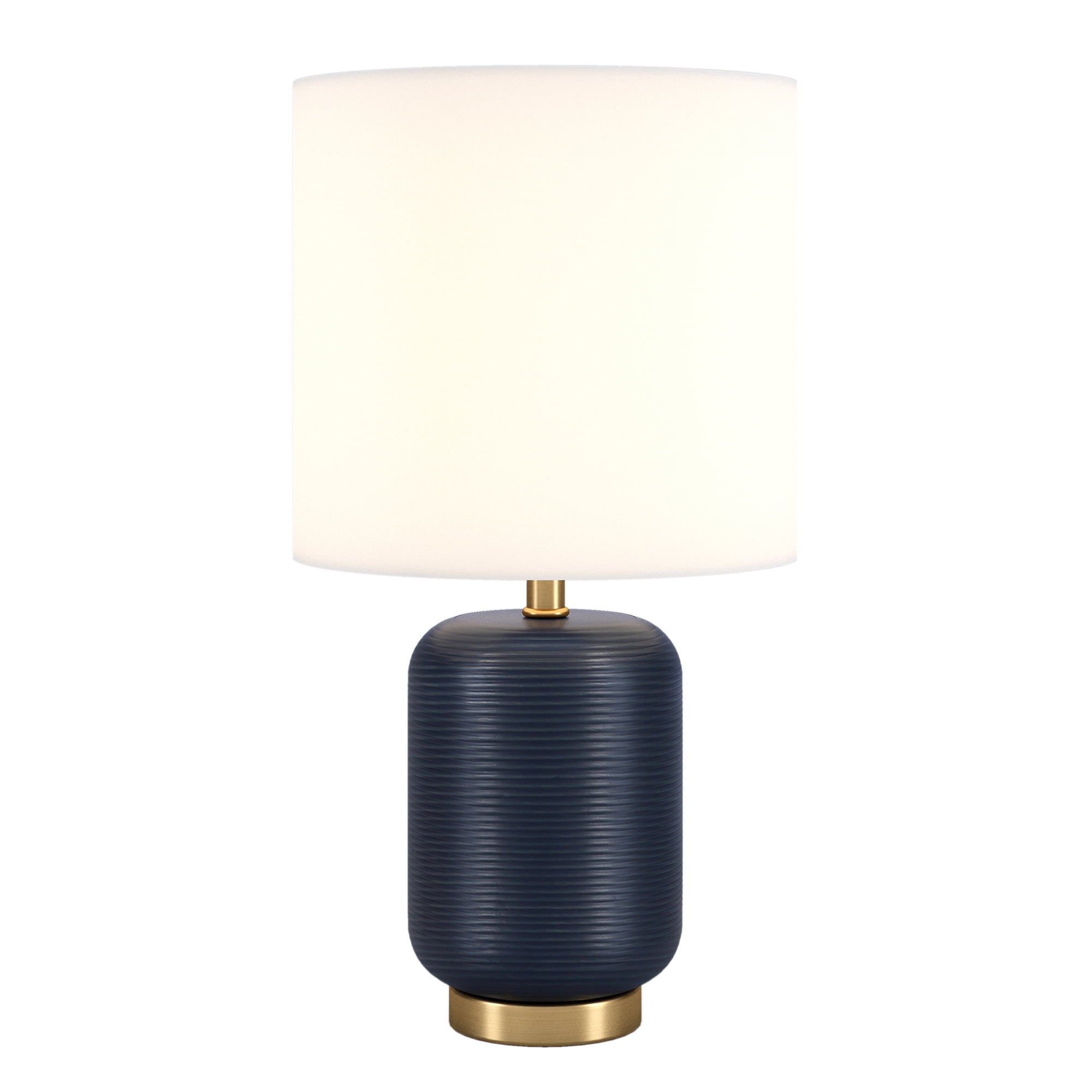 Evelyn&Zoe 15" Retro Ceramic Mini Lamp with White Drum Linen Shade