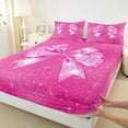thumbnail image 3 of Manfei Sequin Print Bed Sheets Twin, Princess Bowknot Twin Sheet Sets, Deep Pink Bedding Sets Twin Size, Ultra Soft Room Decor, 3 Pieces, 3 of 7