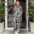 thumbnail image 3 of Xoenoiee Zebra Stripe Print 2 Piece Lounge Sweat Sets Plus Size Fall Fashion Matching Sweatsuits Wide Leg Pants Travel Outfit Winter Clothes, S, 3 of 7