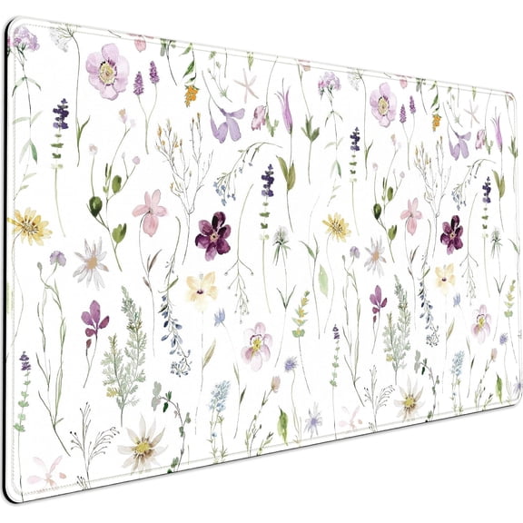 Cute Flower Mouse Pad Aesthetic Desk Mat Plants Large Extended Gaming Mousepad Floral XXL Desk Pad Keyboard and Mouse Mat 31.5''x15.75'', Desktop Decor Protectors Mats for Women Office Girl Gamer