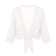 thumbnail image 7 of Vinsonshop Women's 2026 Summer Lightweight Short Bolero Cardigan Shrug Sheer Tie Front Top 3/4 Sleeve Jacket for Dress White XL, 7 of 7