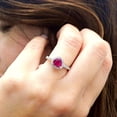 thumbnail image 3 of 8 mm Ruby Halo Engagement Ring, 925 Silver Ruby Heart Cut Proposal Ring, Gifted Item for Love, 3 of 4