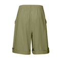 thumbnail image 4 of Womens Bermuda Shorts Breathable Cotton Linen Elastic Waistband Pockets Knee Length Bermuda Long Shorts for Women, 4 of 7