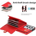 thumbnail image 4 of REQO Phone Case for Samsung Galaxy S21 Ultra 5G Wallet Cover with RFID Blocking Credit Card Holder Wrist Crossbody Strap Lanyard Stand Cell Accessories S21ultra 21S S 21 21ultra G5 Women Men Red, 4 of 6