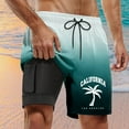 thumbnail image 2 of Swim Trunk For Men California Gradient Quick Dry 2 In 1 Swim Shorts Board Shorts With Pockets Beach Swimwear Mint Green XXXXL, 2 of 4