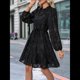 thumbnail image 5 of Vestidos de Otoño 2025 de Larga para Mujer, Minivestido Informal de Corte A con Botones y Cinturón, para Otoño e Invierno. Negro L, 5 of 10