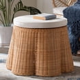 thumbnail image 4 of bali & pari Palm Scallop Natural Rattan Ottoman with Cushion, 4 of 6