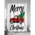thumbnail image 5 of Merry Christmas Small Stall Shower Curtain, Waterproof Shower Curtains for Bathroom, Winter Xmas Red Black Plaid Truck Holiday Washable Fabric Cloth Bath Curtain for Bathtub with Hooks 36x78 Inches, 5 of 6