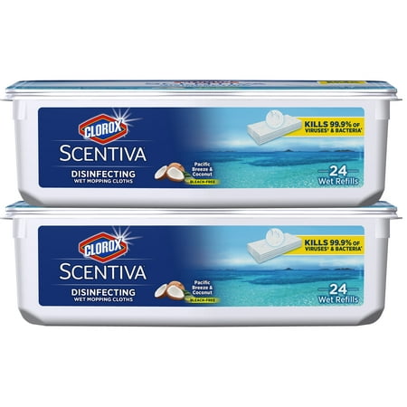 Clorox Scentiva Disinfecting Wet Mopping Cloths, Pacific Breeze & Coconut, 48