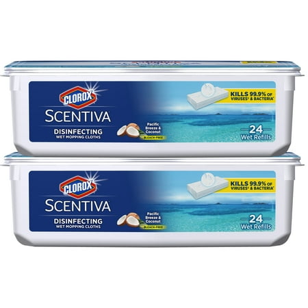 Clorox Scentiva Disinfecting Wet Mopping Cloths, Pacific Breeze & Coconut, 48 ct