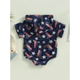 thumbnail image 4 of CIYCuIT Baby Boys Girls 4th of July T-shirt Romper Star Cow Print Short Sleeve Hooded Jumpsuit Newborn Infant Cute Summer Bodysuit with Pocket 3M 6M 12M 18M, 4 of 9