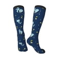 thumbnail image 4 of Easygdp Space Dinosaur Soccer Socks Sport Knee High Socks Calf Compression Athletic Socks for Men and Women, 4 of 9