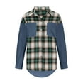 thumbnail image 3 of Yuzhih Long Sleeve Shirts for Women Fleece Button down Plaid Patchwork Fall Tops Fashion Blouses with Pockets, 3 of 4
