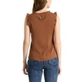 thumbnail image 4 of INSPIRE CHIC Women's Sleeveless Blouse Ruffled Pleated Wear-to-Work Chic Blouse M Brown, 4 of 8