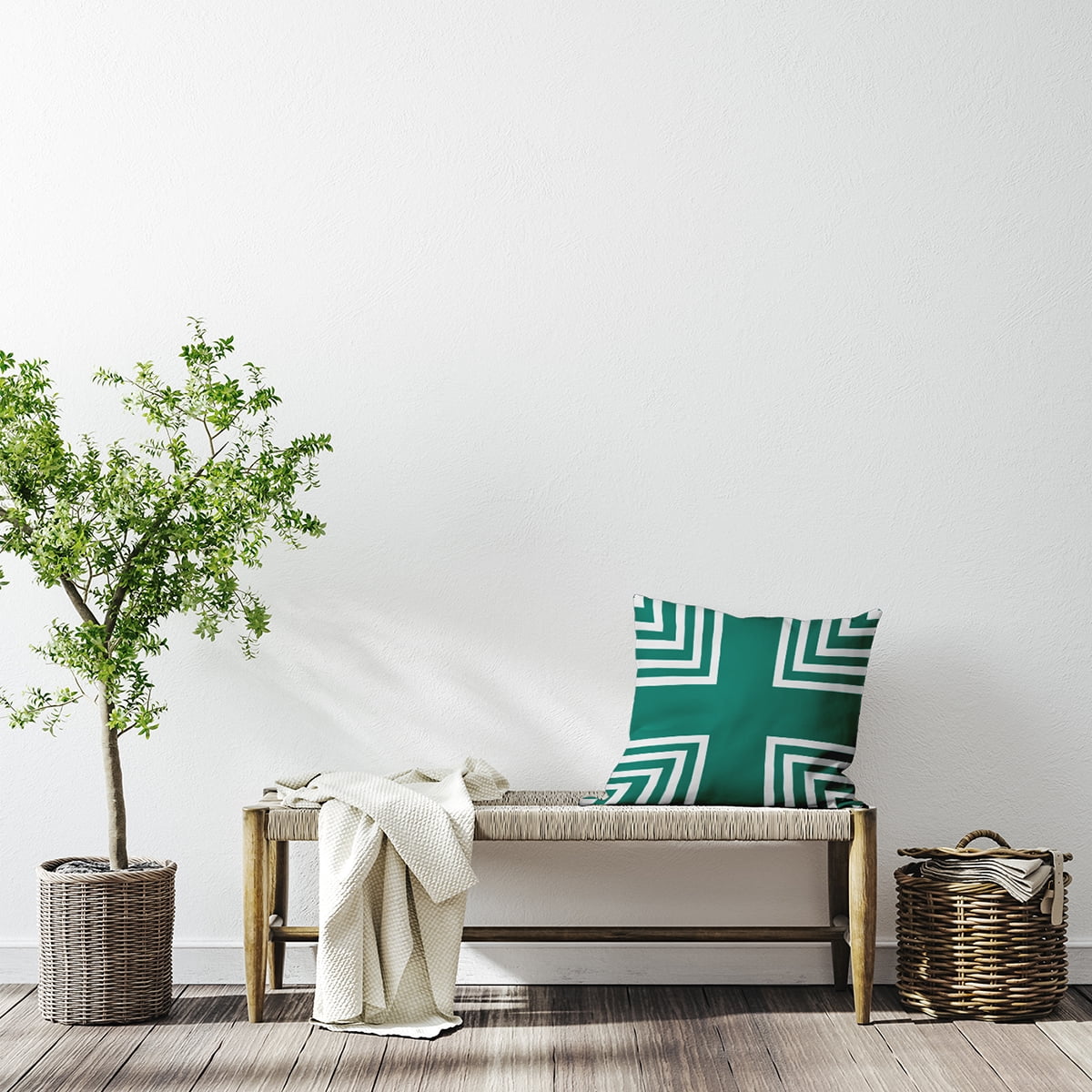 Simply Daisy 16-inch Square Corner Stripes Polyester Indoor Pillow, Kelly Green Qty 1