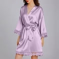 thumbnail image 4 of Alkepwun Kimono Robes for Women Lace Silky Bride Bridesmaids Robe Lightweight Short Satin Robe for Wedding Bridal Birthday Party, 4 of 7